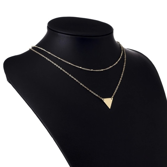 5 for $25 Two Layer Dainty Triangle Necklace - Picture 4 of 7
